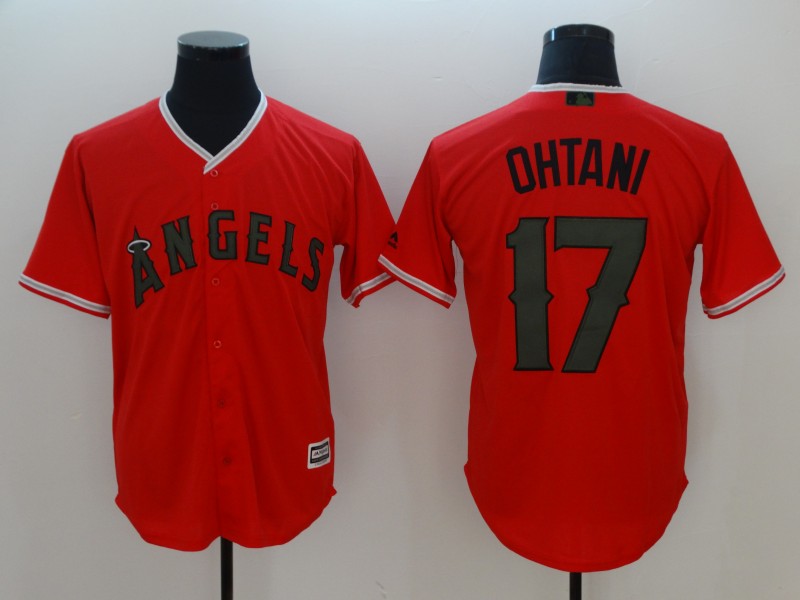 Men Los Angeles Angels 17 Ohtani Orange Game MLB Jerseys